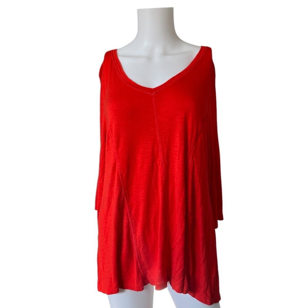 Soft Surroundings Red Poppy Amelia A Line Tunic Top 3/4 Sleeve Size XLarge XL